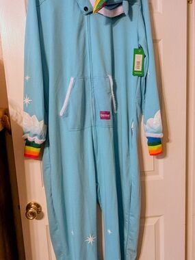 Tipsy Elves Light Blue Unicorn Onesie with Star Accents
